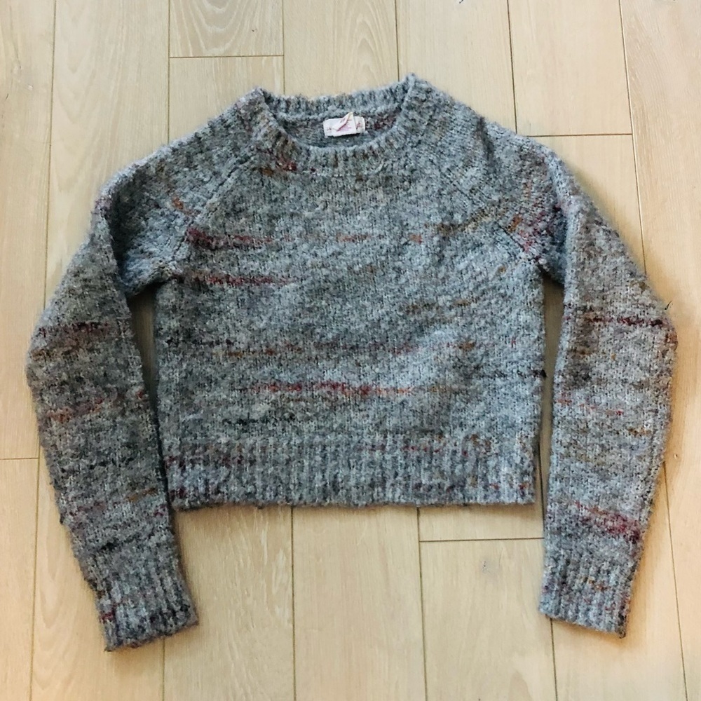 Shrinking Violet Cropped Grey & Warm Colored Sweater